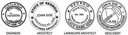 Engineer stamp, Land Surveyor stamp, Architect stamp, Geologist stamp