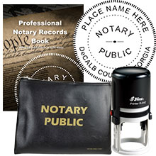 Notary Supplies for the state of Georgia customized with notary's info. Quality Prducts
