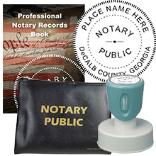 Notary Supplies for the state of Georgia customized with notary's info. Quality Prducts
