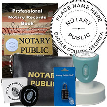 Notary Supplies for the state of Georgia customized with notary's info. Quality Prducts