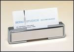silver business card holder with matte silver accents