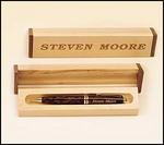 Tortoise shell pen in a maple and walnut box.
Laser engravable pen and box.