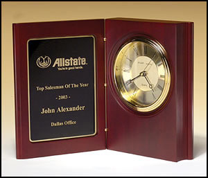 Hand-rubbed rich mahogany finish book clock