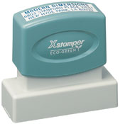 Create your own custom pre-ink stamps online. Choose font style, ink color and custom text.